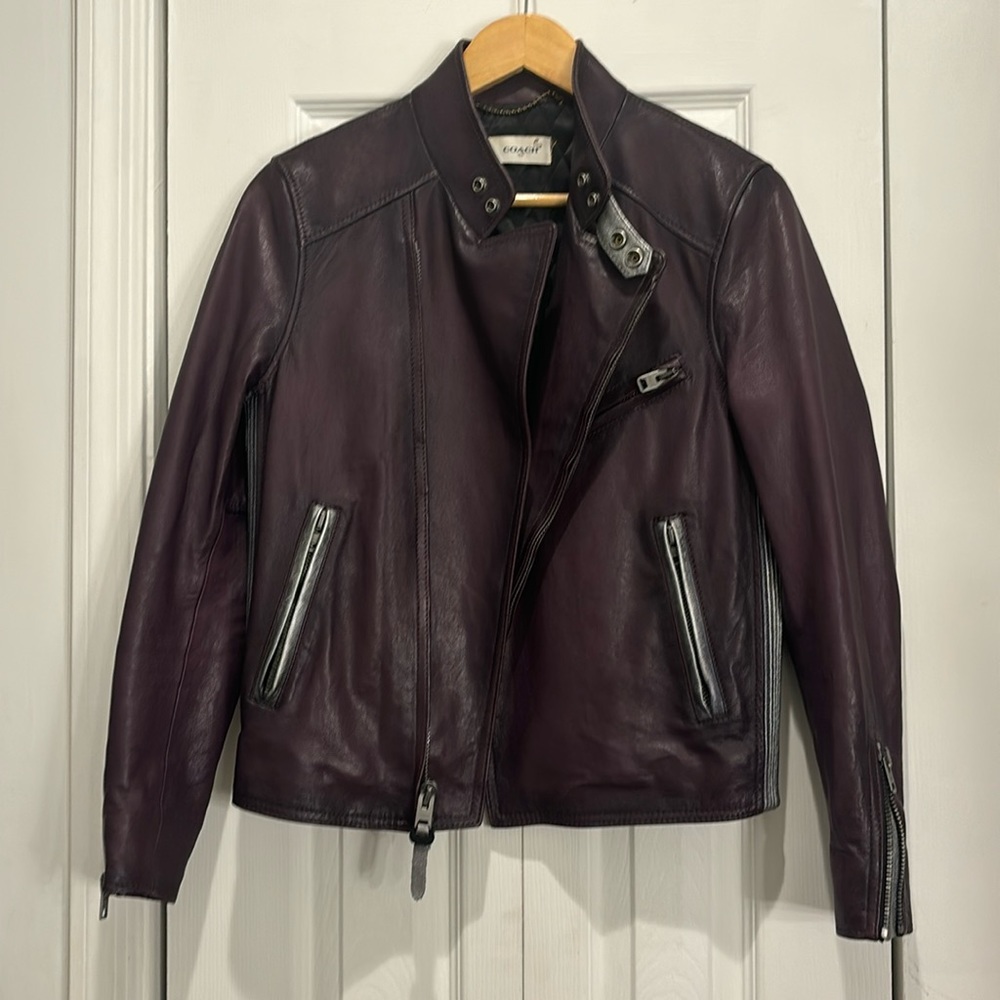Silver and purple Coach glam rock leather jacket 🎸